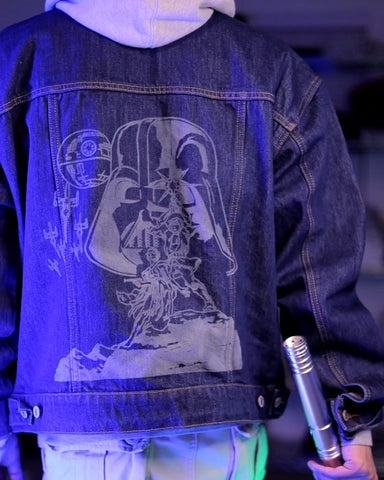 From a Galaxy Laser Engraved Denim Jacket